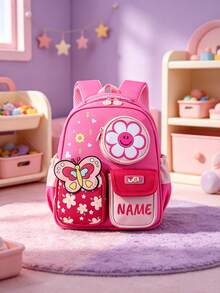 1pc Personalized Back To School Fashionable Cute Cartoon Rocket, Candy, Flower Theme Backpack With Mini Coin Purse, Zipper Closure Nylon Material, Adjustable Shoulder Strap, Hand-Carry, Suitable For School, Shopping, Daily Outings, Outdoor Trips. Birthday Gift, Backpack - Multicolor - View 4
