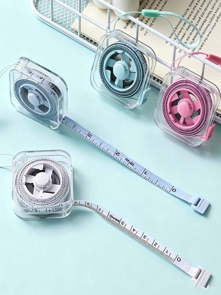 2m/6ft Cute Mini Soft Tape Measure, Portable Retractable Locking Mechanism With Clear Cm/Inch Markings - Suitable For Tailoring, Home, Waist, Chest, Height Measurement - Durable And Easy To Store, Wipeable Transparent Shell And Hanging Ring - Upgraded Version - View 1