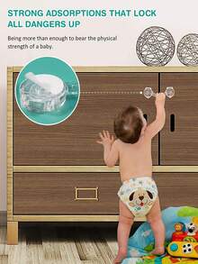 Cerradura de para niños, cerradura de cajón transparente, cerradura de refrigerador sin rastro, cerradura de puerta de gabinete, productos de protección multifuncionales para bebés - Multicolor - Ver 6