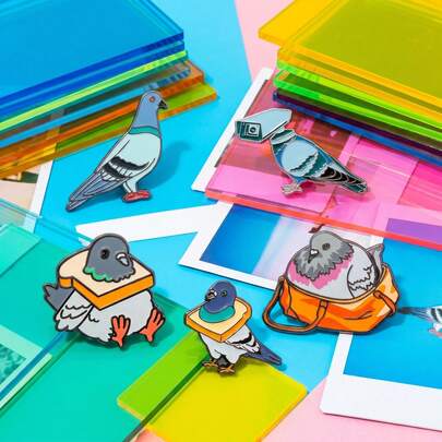 5pcs/Set Pigeons Enamel Pin Fashion Decorative Badge Ornaments Lapel Bag Badges Gifts