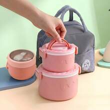 Pink Lunch Box - 2pcs Set - Cake Shaped, Stackable, Food Divider, Food Storage Container, Fruit Bento Box, Picnic Box, Sealed Refrigerator Storage Box, Office Worker Lunch Box - View 2