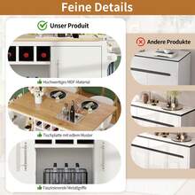 Kitchen Island Buffet With Sliding Table White/Black - 白色 - 查看 8