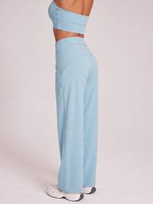 VUTRU Women's High Waist Straight Leg Sweatpants With Back Pockets, Flattering Loose Fit Workout Pants For Running, Fitness, Yoga Sports - Sky Blue - View 2