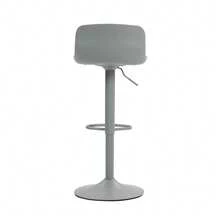 Rotating Bar Stool Set Of 2, Grey Plastic Backrest Synthetic Leather - 灰色 - 查看 9