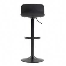 Rotating Bar Stool Set Of 2, Grey Plastic Backrest Synthetic Leather - 黑色 - 查看 8