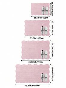 DAJIANG 1件裝粉色甜美酷波浪邊可愛植絨浴室地墊，TPR防滑底背，適用於廚房、戶外、室內、走廊、臥室、客廳、床邊，可機洗易清潔，臥室浴室裝飾地毯 - 粉色 - 查看 3