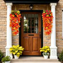 1/2pcs Artificial Hibiscus Flowers, Autumn New Wedding Decor, Wall Hanging, Home Decor, Thanksgiving Decor, Indoor Decoration - Orange-red - View 11