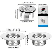 3pcs/Set, Sink Filter Drain Strainer Set, Fine Mesh Stainless Steel Food & Hair Catcher With ABS Overflow Stopper Rings, Round Removable Basket, Rustproof Easy-Clean Design, For Kitchen & Bathroom Sink, Universal Drainage Protector, Practical Househo - Strainer + Net Ring - View 4