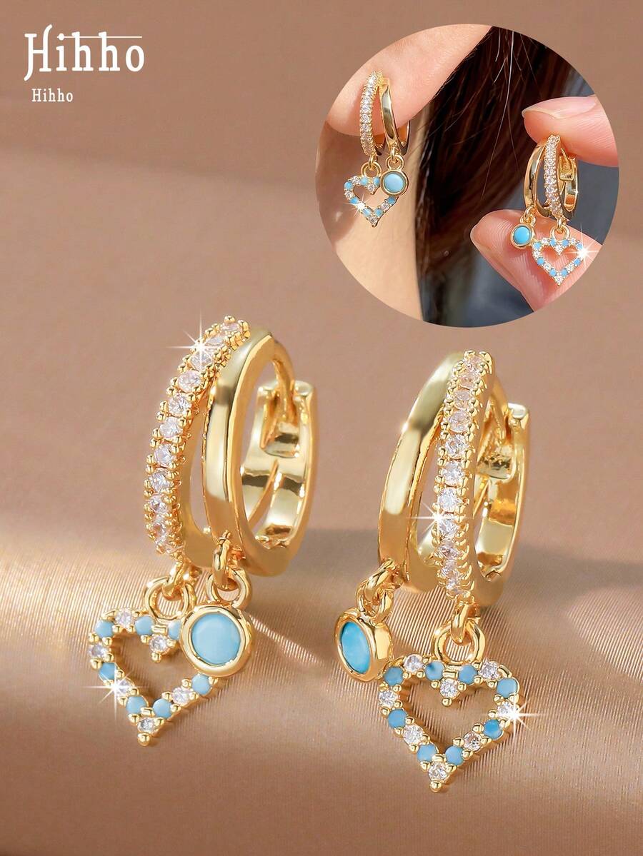 Hihho 1 Pair Gentle Fresh Style Hollow Heart Ear Cuffs Earrings, Women's Jewelry Suitable For Daily Commute And Travel Wear - Heart-shaped - View 1