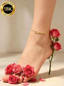 MONALLY 18K Gold Plated Bohemian Vacation Style Minimalist 12 Zodiac Signs Anklet Women's Stainless Steel Unique Design Foot Jewelry Beach Versatile Accessory Gift - Anklet - View 2
