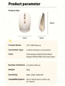 HP Wireless Mouse Lucu, Senyap, 2.4GHz, Koneksi Andal, S1000 PLUS, Mouse Portabel, Kompatibel dengan Komputer dan Laptop, USB Plug and Play, Hadiah Terbaik untuk Halloween dan Natal - View 12