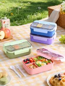 1/2/3pcs Cute Animal Print Bento Box, Sealed Portable Lunch Box With Fork & Spoon, Reusable, Microwave , Meal Prep Container, Suitable For Home, School, Office, Travel, Back To School Season And Outdoor Picnic - Multicolor - View 2