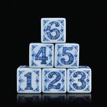 6pcs Blue And White Floral D6 Dice, Traditional Chinese Vine Flower Pattern Six-Sided Acrylic Dice, Oriental Vintage Tabletop RPG Board Game Dice, Suitable For Game Night And Collectors - Multicolor - View 5