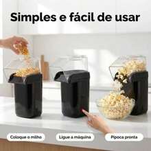 110V/220V Pipoqueira Elétrica de Ar Quente, Máquina para Fazer Pipoca Sem Óleo, Modelo Compacto, Operação Simples, Ideal para Uso Doméstico, Reuniões e Noites de Cinema - Visão 7