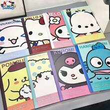 Cuaderno B5 de la serie SANRIO, Kitty, My Melody, Kuromi, Cinnamoroll, Pom Pom Purin, Pochacc, serie 8 de personajes clásicos, estilo aleatorio enviado, cuaderno de suministros de oficina diarios, escritura cómoda, encuadernación cosida no se cae fácilmente, registros de oficina, planificador, imprescindible para fans de SANRIO - Multicolor - Ver 6