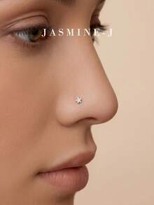 1pc S925 Sterling Silver Diamond Star Nose Stud, Pure Silver 14K Gold Plated, Mini Diamond Star Nose Stud/Earring, Men's And Women's Nose Piercing Jewelry, Multi-Functional Pure Silver Piercing Jewelry, Suitable For Daily Wear - Multicolor - View 8