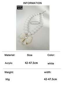 imoli 1pc/Fashion Bohemian Vacation Style Resin Faux Pearl Acrylic Heart Pendant Necklace, Suitable For Women Beach Party, Daily Wear Jewelry Gift - 32815-nek-white-eP - View 11