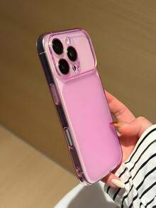 VRNOEI Pink Minimalist Design Matte Transparent Phone Case, Compatible With IPhone 17 Pro Max 14 13 15 16 Pro Max, Shockproof Anti-Drop Transparent Soft Shell, Compatible With Iphone Series Phone Case, Unisex Phone Case Accessory - Sheer Pink - View 2