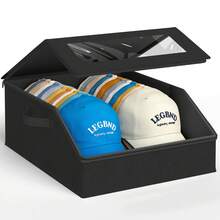 OrdoVault 1pc Sturdy Baseball Cap Storage Box, Can Hold Up To 24 Hats, Transparent Hat Organizer Box, Suitable For Closet And Bedroom, Large Hat Box With Cardboard Lining. - Multicolor - View 2