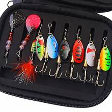 HENGJIA 16pcs Fishing Rotating Lure Set 2.2g-9g Mixed Spoon Metal Lures With Triple Hooks, Artificial Fish Wobbler Lures, Feeding Lures, Carp Rotating Lures - Multicolor - View 8