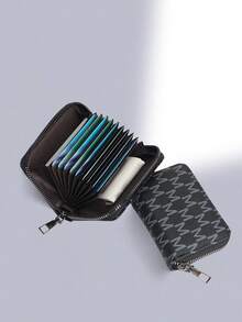 HOVI'S M Pattern Zipper Card Holder - 11 Large Capacity Card Slots, Lightweight & Portable, Durable PU Material, Compact & Multifunctional, Suitable For Daily/Travel Use - Black - View 4
