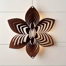 1pc Rustic Thanksgiving Natural Rusty Metal Spiral Wind Vane, Metal Floral Garden Decor Gift, Christmas Gift, 30.02cm X 30.02cm, For Balcony/Window Decoration, Balcony And Patio Garden/Indoor/Outdoor Decoration - A - View 2