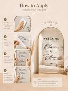 Pegatina de espejo personalizada para cartel de asientos de boda - Decoración de señalización de boda DIY Pegatina de boda - Pegatina de espejo para cartel de asientos Bienvenida a la boda Pegatina de espejo - Pegatina de letras de espejo personalizada - Feliz boda - Decoración de boda/Cartel de bienvenida de boda moderna - Multicolor - Ver 8