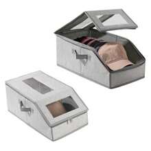 1 pieza Caja de almacenamiento plegable para sombreros, organizador de sombreros de tela de lino con ventana transparente y tapa con cremallera, caja de almacenamiento inclinada para gorras de béisbol, adecuada para almacenamiento en cajones del armario, estante para sombreros a prueba de polvo - Multicolor - Ver 12