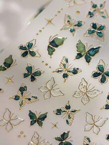 1 pieza Pegatina de uñas con mariposa de gelatina 5D en relieve brillante, diseño de mariposa con concha esponjosa de cristal brillante de colores, tema de dibujos animados - Calcomanías de arte de uñas autoadhesivas, decoración de uñas, pegatinas de uñas - Multicolor - Ver 8