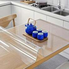 PVC Transparent Rectangular Tablecloth 0.25mm Thick - Scratch-Resistant Heat-Resistant Tabletop Protector, High Quality Suitable For Dining Table, Coffee Table, Desk And Other Home, Hotel, Office Use (Easy Installation) - White - View 5