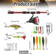 Fishing Rod Set Full Kit, Includes Telescopic Fishing Rod, Spinning Reel, Bait, Fishing Hooks, Travel Fishing Rod Set - Multicolor - View 4