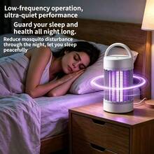 可充電蚊子電擊拍,附電網設計,適用居家與露營,USB充電便攜式果蠅與小飛蟲陷阱,紫色光昆蟲誘捕燈,室內外陽台可用 - 彩色 - 查看 12