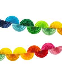 Rainbow Fan Garland Party Decor Pastel Rainbow Paper Fan Banner Colorful Party Decoration For Birthday Wedding Bridal Shower Bachelorette Baby Shower - Multicolor - View 6