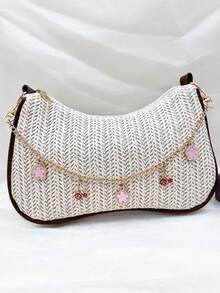 Exquisite Cherry Shaped Bag Charm, Charming Five-Leaf Clover Decorated Bag Chain, Faux Pearl Women's Bag Accessory, Back To School Season Gift - Multicolor - View 1