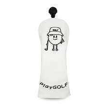 Minimalist Cartoon Character Golf Club Headcover, Fun Line Embroidery, Thick Padded, Fits Universal 1/3/5 Wood, Fresh Versatile Unisex Golf Protective Cover, Summer Workout Accessory - White - View 9
