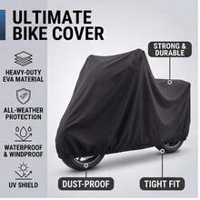 One-Piece Heavy Duty PVC Motorcycle/Motorbike Cover - Waterproof, UV Resistant, Snowproof, Fits Most Models, Black, Outdoor Vehicle Protection, Stylish Motorcycle Cover, UV Protection Cover - Multicolor - View 1