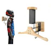 Motorcycle Helmet Wall Mount Bracket, Tactical Gear Wall Rack, Solid Wood Body Armor Stand, Jacket Board Hook Display Storage Rack, Motorcycle Helmet Wall Mount Display, Suitable For Police, Football, Cycling, Skiing Equipment, Coats, Veterinarian Hat Set, Natural Wood Color - View 9