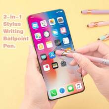 Personalized Custom Gradient 2-In-1 Retractable Ballpoint Pen With Stylus Tip, Metal Stylus, 1.0mm Black Ink, Suitable For Office And School Supplies - Sets - View 6