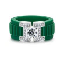ANU JEWEL 5.5x5.5mm Moissanite Ring S925 Silver Moissanite Asscher Silicone Ring Suitable For Gift - Green - View 14