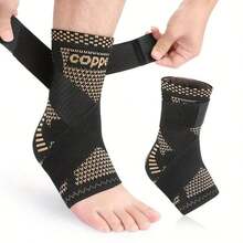 Unisex Breathable Elastic Nylon Ankle Support With Copper Ion Support, Suitable For Basketball, Running, Hiking And Other Sports, Provides Ankle Compression Care - Black - View 5