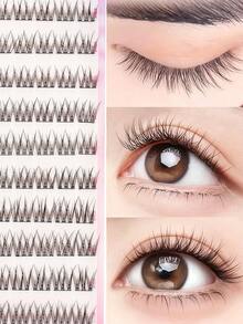 Glue-Free Fish Tail False Eyelashes, C Curl, 10-12mm Mixed Length, 120 Clusters Korean Style, Natural Eye Tail Extension, No Glue Needed, DIY Segmented Application, Save Makeup Time, Easy To Use, Suitable For Beginners, Flexible Realistic Eyelashes, Reusable, Perfect For Shopping, Dating, Holidays, Photoshoots, Great Holiday Gift For Best Friend Or Girlfriend - C - View 4