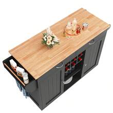 Modern Kitchen Island With Storage Space - Black - View 5