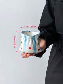 1PC Creative Handmade Fabric Bag Coffee Cup, Ceramic Material, -Style Handmade Artistic Hand-Held Mug, Mug, Cute Bow|Heart Element, Commercial Dessert Cup, Tea Cup, Ideal Choice For Coffee - Fun Birthday And Holiday Gift - Multicolor - View 10
