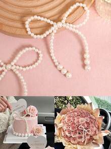 1/5/10pcs White Pearl Bow Christmas Decorations, Suitable For Christmas Tree, Wreath, Fireplace Decor, Party Decoration (White) - Multicolor - View 3