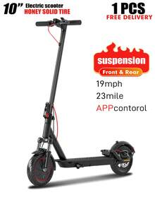Mankeel E-Scooter For Adults With 350W Motor Power, 10-Inch Solid Rubber Tires, Maximum Range 25 Miles, Speed 19 Mph Via App, Dual Suspension, Disc Brakes, Foldable And Easy To Transport, Ideal For City Commuters, Perfect As A Birthday Gift - 350W36V10.4AH - 查看 5