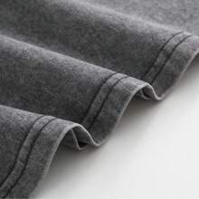 Women Vintage Washed Tee, 230G Thick Oversized Crew Neck Short Sleeve, Retro Street Loose Fit Casual Top For Spring Summer Machine Washable Daily Wear - 灰色 - 查看 6