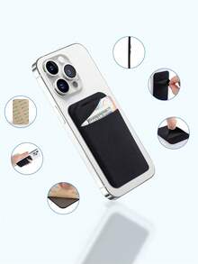3M Self Adhesive Anti-Fall Phone Card Holder, Expandable Covered Sticky Pocket For Cards Cash Earbuds, Minimalist Travel Integrated Storage Sleeve - Multicolor - View 6