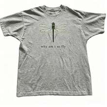 100% Cotton Geographic Inspired Dragonfly Graphic T Shirt For Men And Women |  Exquisite Design |  Loose And Comfortable | Shirts Y2k - 灰色 - 查看 13