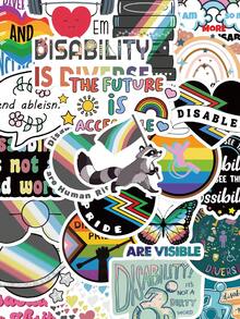 50 pezzi Adesivi Orgoglio Disabilità per decorare Agenda, Diario, Scrapbook, Quaderno, Bagaglio, Chitarra, Skateboard, Manuale, Tablet, Borraccia, Telefono - Orgoglio disabilità - Visualizzare 1