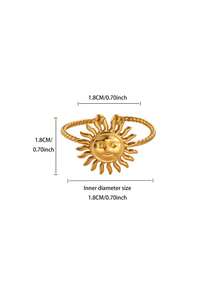 Exaggerated Vintage Style Stainless Steel Sun Rings For Women Men18k Gold Plated Sun Ring Anti Tarnish Adjustable Rings Couple Jewelry - 1 - View 13